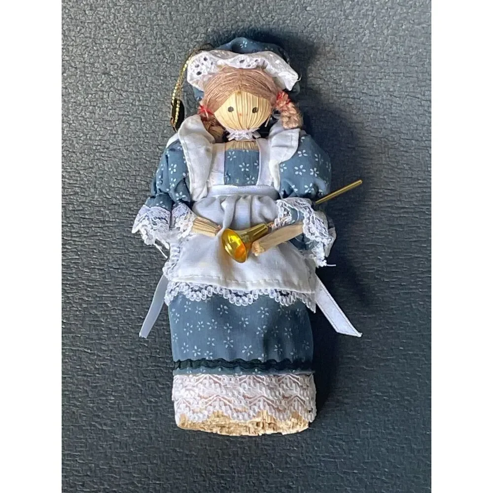 Vintage 1986 Kurt S Adler Straw Dutch Girl Christmas Ornament Folk Art